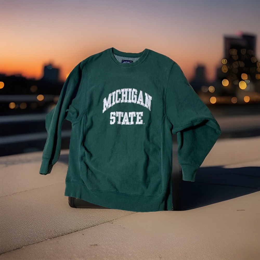 Vintage Michigan State Sweatshirt Men's S/M Steve‎ & Barry's Crewneck Green MSU